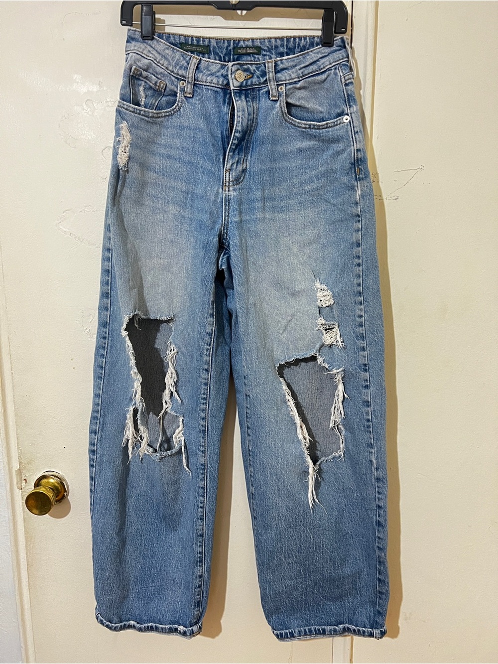 Wild Fable Baggy Distressed Blue Denim Jeans High Rise 5-Pocket Women's